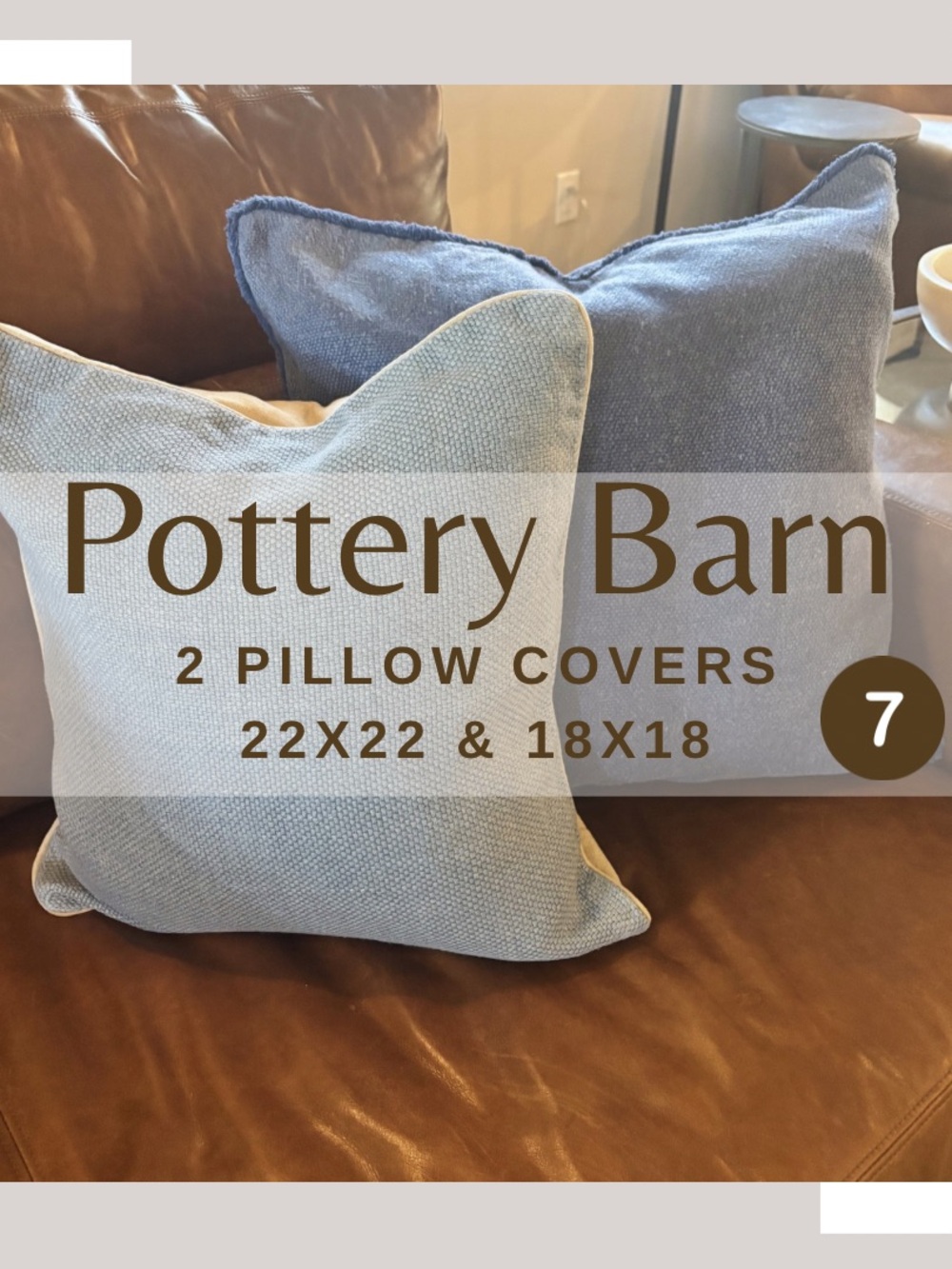 Pottery Barn Pale Blue and Darker  Blue Pillow Covers - Set of 2